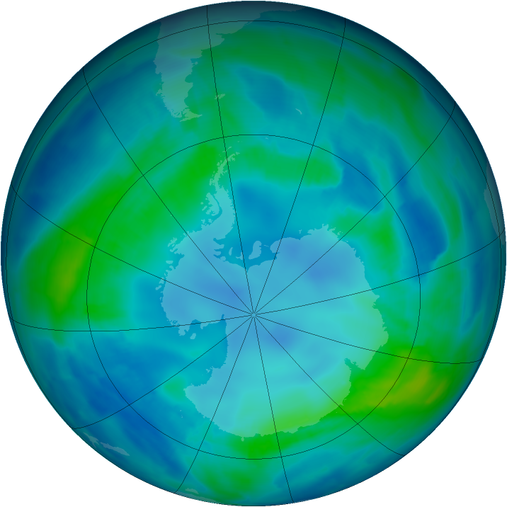 Antarctic ozone map for 25 April 2009